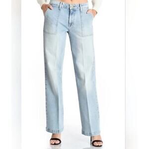 NWT Fidelity Joni Koko Blue Fashion Wide Leg Jeans 30/10 Light USA Slant Pockets